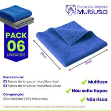 Microfiber Kitchen Cleaning Cloth Kit, Terry Cloth, High Absorption, Magic Cloth - 6 Units - Blue - Gray - View 4