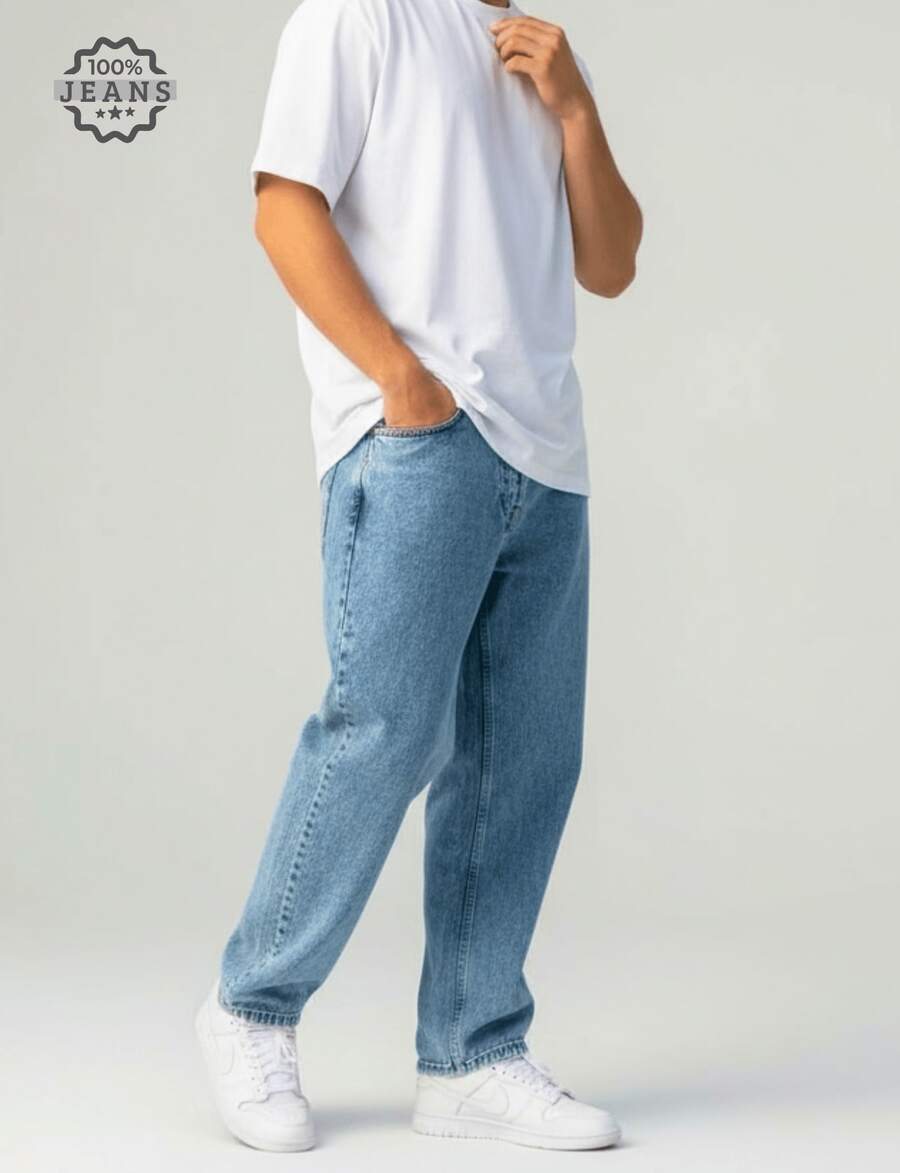 Calça Baggy Balão Premium Azul Jeans Denim Premium Streetwear Ajuste Folgado Estilo Y2K Casual
