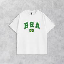 Men's Basic T-Shirt Brazil Hexa 100% Cotton Crew Neck Unisex - 白色 - 查看 4