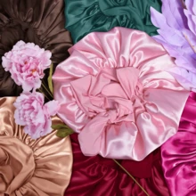 1pc Luxurious Silk Sleep Bonnet, Satin Hair Bonnet, Women's Wide-Brimmed High-Stretch Satin Sleep Cap, Perfect For Long Curly Or Braided Hair, High-End Material Silk Hair Care Cap, Curly Hair Silk Headband. Valentine's Day Gift. Sleep Bonnet - A - View 9