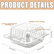 5.3 X 4.7 X 2.8 Inch Plastic Takeout Box With Lid, Transparent Square Hinged Food Container, Disposable Clamshell Dessert Box For Salad, Pasta, Burger - Transparent - View 10