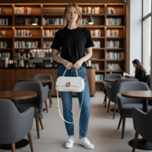 Elegant Structured Medium Luxury Women's Handbag With Removable Crossbody Strap And Short Fixed Hand Strap - 白色 - 查看 4