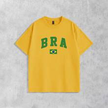 Men's Basic T-Shirt Brazil Hexa 100% Cotton Crew Neck Unisex - Kuning - View 5