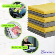 Microfiber Kitchen Cleaning Cloth Kit, Terry Cloth, High Absorption, Magic Cloth - 6 Units - Amarillo - Gris - Ver 2