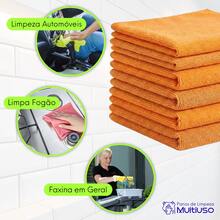 Microfiber Kitchen Cleaning Cloth Kit, Terry Cloth, High Absorption, Magic Cloth - 6 Units - Orange - View 2