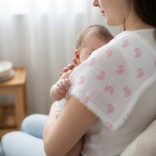 Pack/Kit Of 10 Luxury Printed Baby Bibs 35x35cm Plain, Unhemmed, 100% Cotton, Double Layer Fabric - Newborn Maternity Layette, Pink Baby Bib For Girls - 女性化 - 查看 5