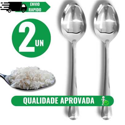 KIT 2 Colher De Arroz Para Servir GRANDE Cabo Longo 100 % Aço Inox 26cm Casa Restaurante Buffet Multiuso Universal