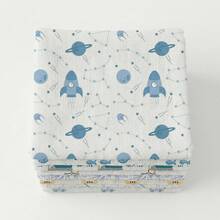 Pack/Kit Of 10 Luxury Printed Baby Bibs 35x35cm Plain, Unhemmed, 100% Cotton, Double Layer Fabric - Newborn Maternity Layette, Blue Boy's Bib - 男性 - 查看 2