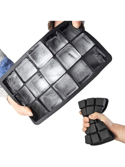 1 Silicone Ice Grid Mold, Simple Black 15 Grid Refrigerator Ice Maker Tray To School