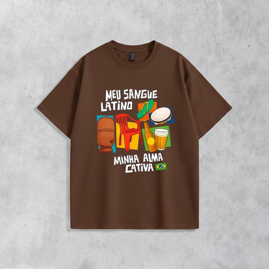 Men's Unisex T-Shirt Latina Brazil Summer Women's Shirt 2026 Launch - 鏽棕色 - 查看 1