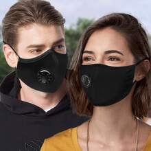 50 piezas de cubrebocas negros para adulto con valvula, mascarillas desechables color negro con valvula - A - Ver 1