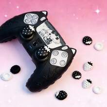 PlayStation5 Controller Set: Includes 1 Silicone Cute Thumb Grip Cap, 1 Controller Protective Case, And 1 Sticker, 5pcs/Set - View 6