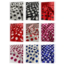 Polka Dot Print Satin Fabric In Various Colors, 1.40m, For Costumes And Parties. - Blue Polka Dot White - View 1
