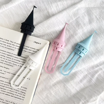 Marcapáginas en forma de torre de castillo 3D, accesorio de lectura novedoso y lindo, 4 opciones de color