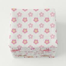 Pack/Kit Of 10 Luxury Printed Baby Bibs 35x35cm Plain, Unhemmed, 100% Cotton, Double Layer Fabric - Newborn Maternity Layette, Pink Baby Bib For Girls - 女性化 - 查看 2