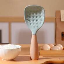 Wooden Handle Upright Rice Spoon, Non-Stick Kitchen Cooking Utensil - Multicolor - View 1