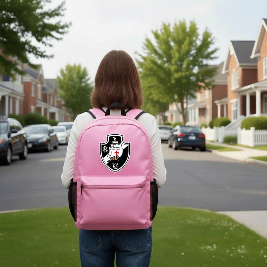 Bolsa Masculina Feminina Vasco Da Gama Lançamento Mochila Resistente Grande Redinha Lateral - Rosa chiclete - Visão 1