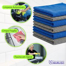 Microfiber Kitchen Cleaning Cloth Kit, Terry Cloth, High Absorption, Magic Cloth - 6 Units - Blue - Gray - View 2