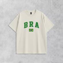 Men's Basic T-Shirt Brazil Hexa 100% Cotton Crew Neck Unisex - 奶油色 - 查看 4