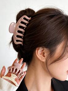 2pcs/1pc 4.33in/11cm Women Polka Dot Plastic Hair Clips, Fashion Versatile Elegant Minimalist Solid Color Hair Clips, Suitable For Daily, Casual, Party, Work, Beach, Bun, Ponytail, Washing Face, Makeup, Accessory Summer Outfits Claw Clips Beach Hair Claws - Multicolor - View 1