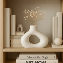 Abstract Vase Nordic Minimalist Decorative Boho Bohochic Modern Sculpture 13CM - trắng - Xem 1