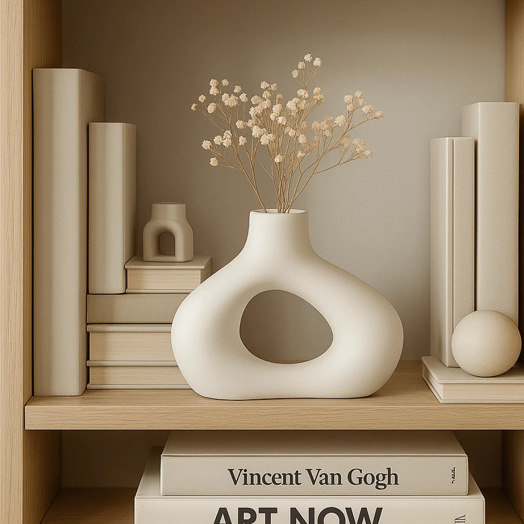 Abstract Vase Nordic Minimalist Decorative Boho Bohochic Modern Sculpture 13CM - trắng - Xem 1