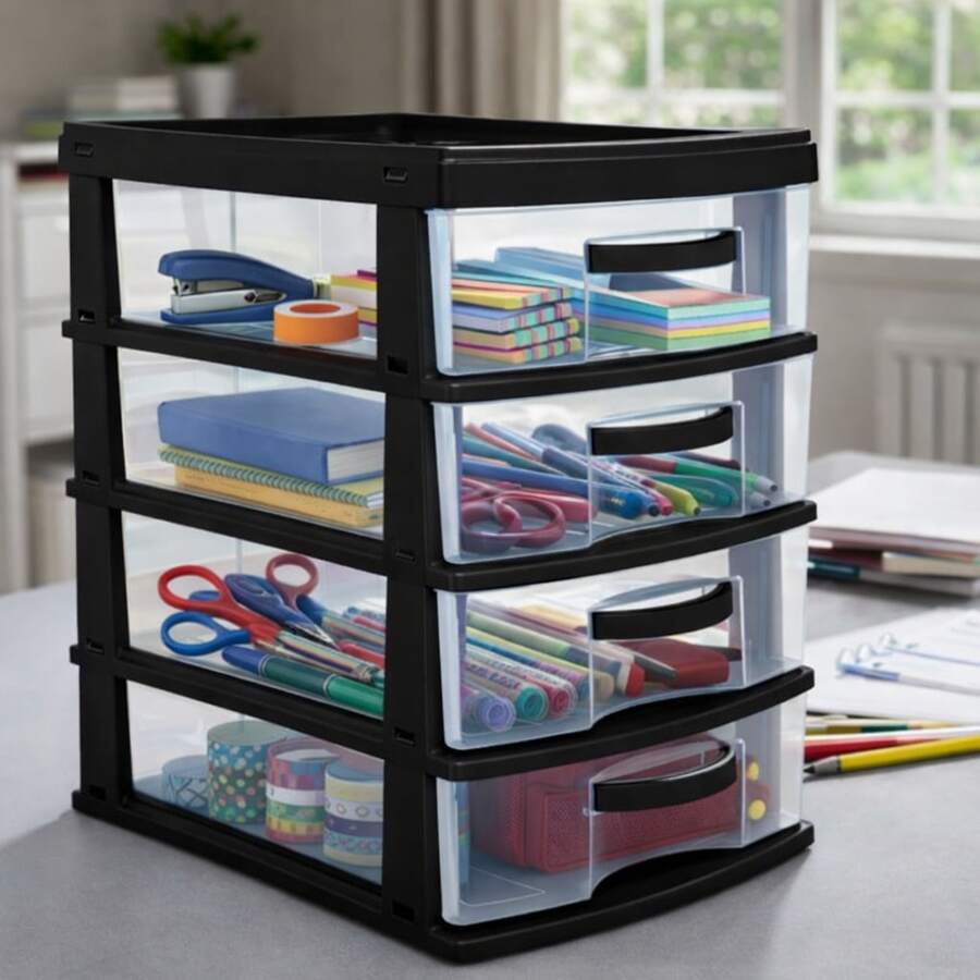 Jaguar Utilidades Large Plastic Desk Organizer With 4 Drawers - 黑2 - 查看 1