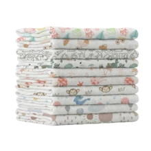 Pacote/kit 10 Panos De Boca Luxo Estampada 35x35cm Comum Sem Bainha 100% Algodão Tecido Duplo - Enxoval Maternidade Recém Nascido Babete Neutro Unissex - Neutro - Visão 1