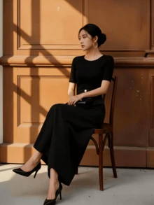 High-Waisted Summer Trousers, Wide-Leg High-Waisted Trousers With Pleats, Sizes S M L - Black - View 5