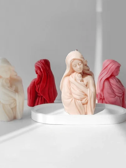 1pc Large Virgin Mary Holding Baby Silicone Candle Mold, DIY Plaster Resin Decor, Mother's Day Gift, Candle Silicone Mold
