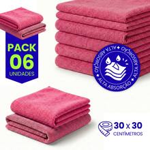 Microfiber Kitchen Cleaning Cloth Kit, Terry Cloth, High Absorption, Magic Cloth - 6 Units - Rosa - Ver 5