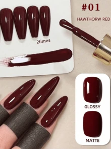 仙智和 15毫升 1支/3支装红色凝胶指甲油套装 - 亮面和哑光美甲套装，UV/LED固化可卸凝胶，沙龙及DIY美甲，持久无酒精凝胶指甲油（深红色、樱桃红、酒红色）亚克力按压式美甲贴片，持久美甲用品，DIY美甲，女士美容礼品 - 彩色 - 查看 3