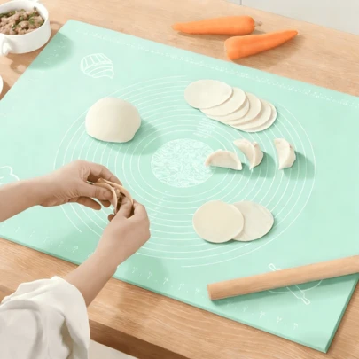 1pc Durable Non-Slip Baking Mat With Measurement Markings, Multi-Functional Non-Stick Pastry Mat For Dough Rolling, Kneading And Baking, Material, Kitchen Accessory, Ideal Kitchen Tool For Holidays
