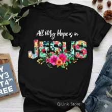 Camiseta Algodão Feminina, Jesus Florida - Preto - Visão 5