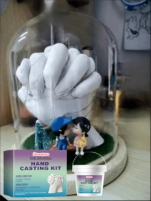 DOWMOO 1件/3D DIY手模粉/克隆粉手模型DIY纪念品情侣手模套装，女士礼物，男士礼物，情侣礼物，个性化结婚礼物，母亲节礼物，模具和脚印套装，3D模具套装，母亲节礼物，节日礼物 - 多款式 - 查看 3