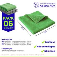 Microfiber Kitchen Cleaning Cloth Kit, Terry Cloth, High Absorption, Magic Cloth - 6 Units - Green - Gray - View 4