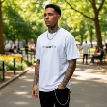 Playera de Algodón para Hombre "Unlimited" | Estampado DTF Premium | Moda Urbana, Casual y Confortable - Blanco - Ver 7