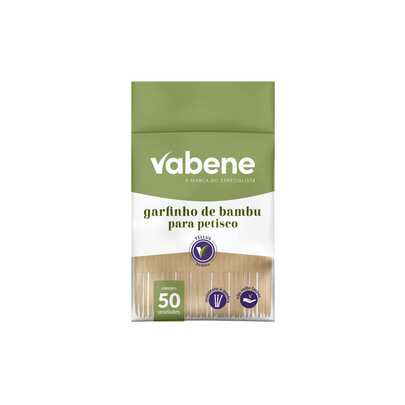Garfinho de Bambu para Petisco Vabene Kit 50 Unidades Resistente e Prático