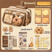 226pcs/Set Large Capacity Pencil Case, Cute Capybara Design, Transparent Stationery Pouch, High Cost-Effective Study Supplies, INS Style,Back To School,Bag - Coffee Brown - View 16