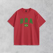Men's Basic T-Shirt Brazil Hexa 100% Cotton Crew Neck Unisex - Đỏ - Xem 7