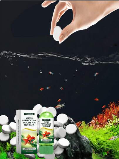 YEGBONG 1包 - 35片浓缩鱼缸水质净化片，快速去除鱼腥味和水体变色，高效去除藻类和浑浊水，水族箱澄清剂，软化剂，适用于水草缸、金鱼缸、热带鱼缸、海水缸、龟缸、小型水族箱，是养鱼新手和新手鱼友的必备品。