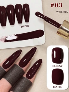 仙智和 15毫升 1支/3支装红色凝胶指甲油套装 - 亮面和哑光美甲套装，UV/LED固化可卸凝胶，沙龙及DIY美甲，持久无酒精凝胶指甲油（深红色、樱桃红、酒红色）亚克力按压式美甲贴片，持久美甲用品，DIY美甲，女士美容礼品 - 彩色 - 查看 5