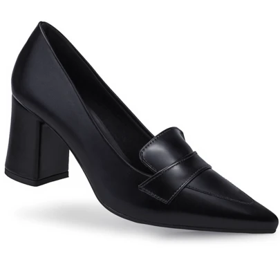 Loris Shoes Oficial Scarpin Feminino Salto Alto Grosso Bico Fino Sapato Noiva Moda Confortável 3041