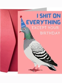 1张趣味鸽子生日贺卡，“除了你的生日，我什么都喜欢”幽默贺卡，送给朋友，生日派对用品 - 多色 - View 1