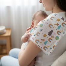 Pack/Kit Of 10 Luxury Printed Baby Bibs 35x35cm Plain, Unhemmed, 100% Cotton, Double Layer Fabric - Newborn Maternity Layette, Blue Boy's Bib - 男性 - 查看 5