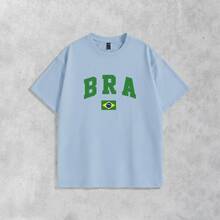 Men's Basic T-Shirt Brazil Hexa 100% Cotton Crew Neck Unisex - Baby Blue - View 6