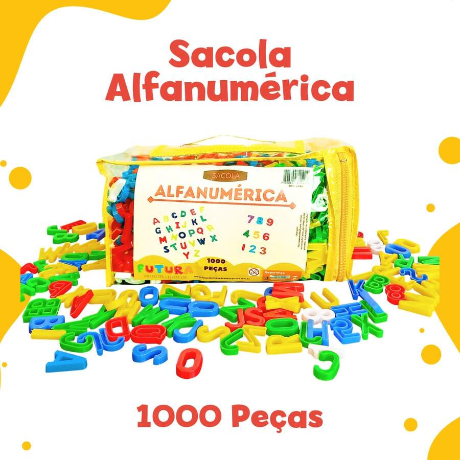 Educational Mobile Alphabet Letters And Numbers Alphanumeric Bag 1000 Pieces - Bolsa Alfanumérica 1000 uds - Ver 1