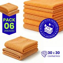 Microfiber Kitchen Cleaning Cloth Kit, Terry Cloth, High Absorption, Magic Cloth - 6 Units - Orange - View 1