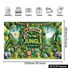 Banner chúc mừng sinh nhật 2D phẳng, Trang trí tiệc sinh nhật chủ đề "Chào mừng đến với cuộc phiêu lưu trong rừng rậm", Phông nền tiệc sở thú, Poster rừng nhiệt đới, Tiệc sinh nhật, Thích hợp để trang trí lễ hội, Làm phông nền cho các sự kiện kỷ niệm, Trang trí đa năng, Quà tặng lễ hội, Chất liệu polyester, Không cần nguồn điện - Xem 7