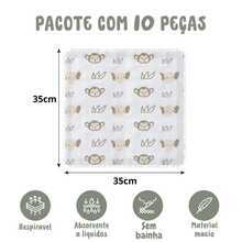 Pacote/kit 10 Panos De Boca Luxo Estampada 35x35cm Comum Sem Bainha 100% Algodão Tecido Duplo - Enxoval Maternidade Recém Nascido Babete Neutro Unissex - Neutro - Visão 3